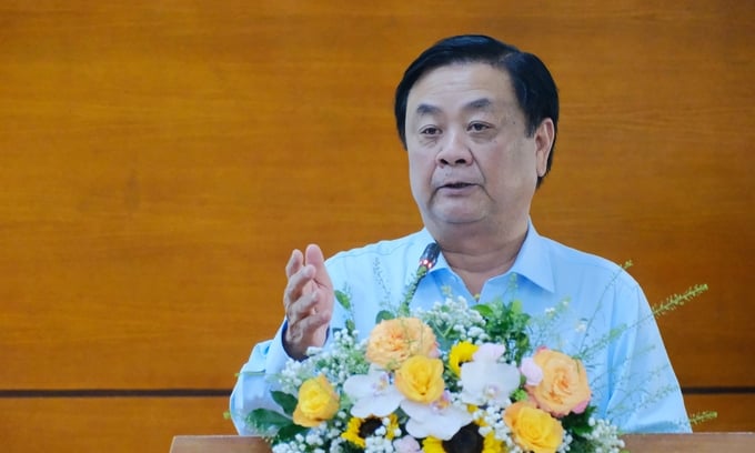 Bộ trưởng Lê Minh Hoan nhấn mạnh đến 'hệ sinh thái sầu riêng', coi đây là yếu tố tiên quyết khẳng định giá trị của ngành hàng này. Ảnh: Bá Thắng.