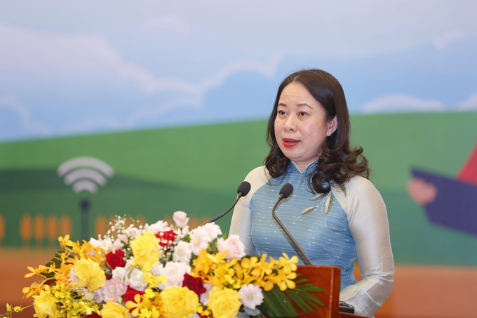 Phó Chủ tịch nước Võ Thị Ánh Xuân phát biểu chỉ đạo tại Diễn đàn Nông dân Quốc gia lần thứ VII với chủ đề 'Người nông dân chuyên nghiệp' sáng 12/9.