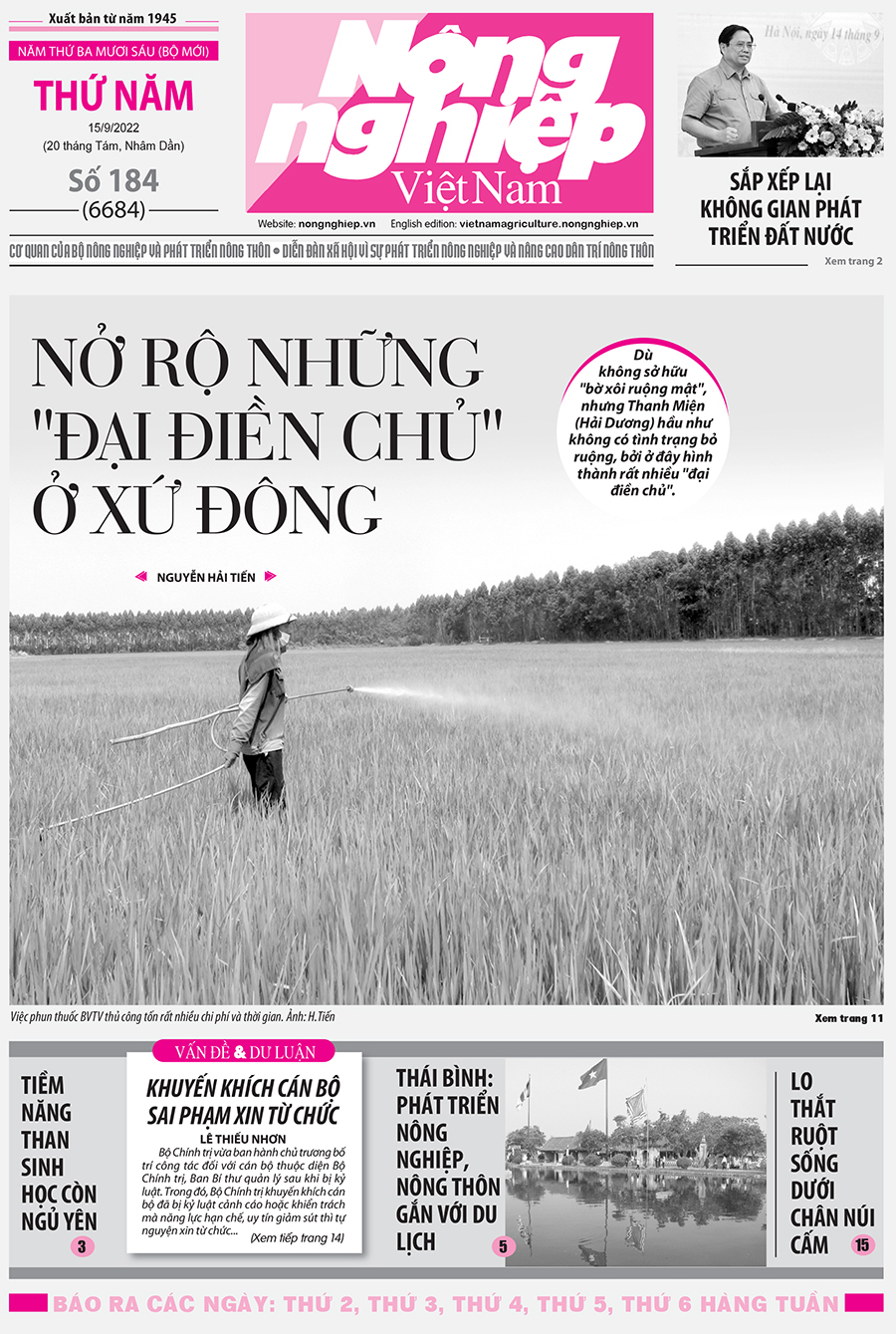 Tin nông nghiệp nổi bật trên số 184, báo Nông nghiệp Việt Nam ngày 15/9/2022