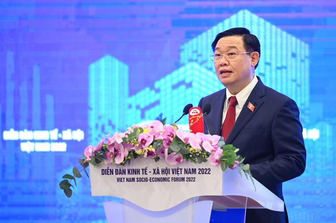 Chủ tịch Quốc hội Vương Đình Huệ phát biểu khai mạc Diễn Kinh tế - Xã hội Việt Nam 2022.