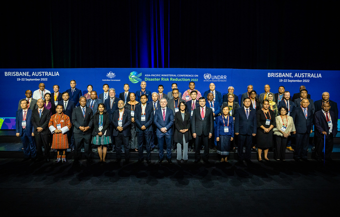 Các đại biểu tại Hội nghị Bộ trưởng khu vực châu Á - Thái Bình Dương về Giảm nhẹ Rủi ro thiên tai năm 2022.