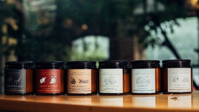 Jaros Candle branded scented candles collection. Photo: Kim Anh.