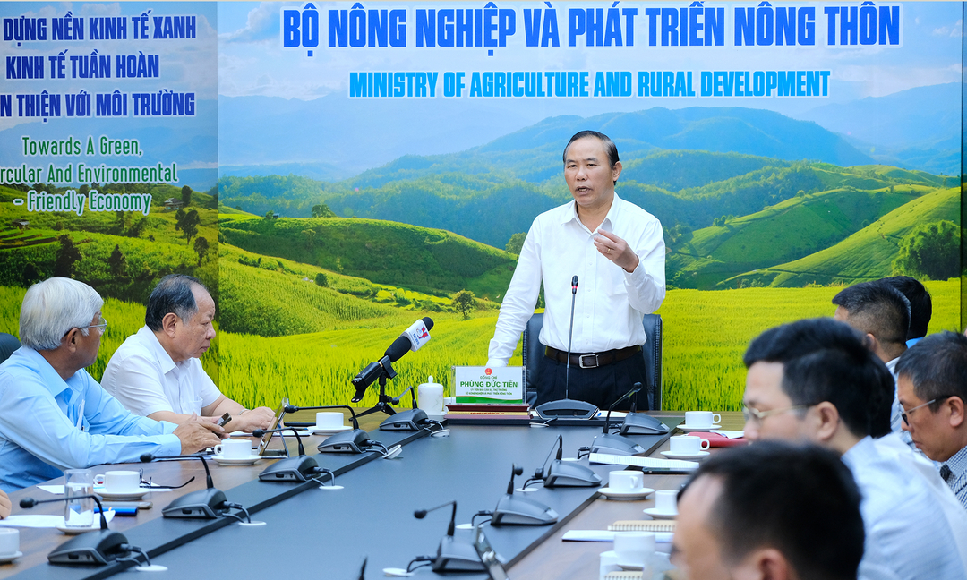 Deputy Minister Phung Duc Tien chaired a working session with 8 fishery commodity associations on September 21. Photo: Bao Thang.