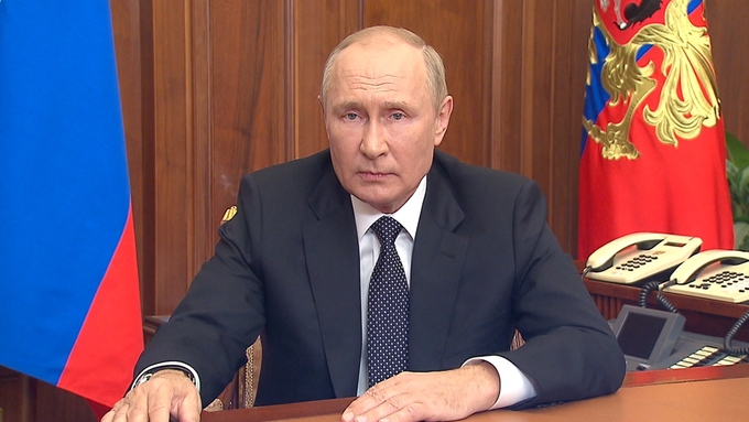Tổng thống Nga Vladimir Putin phát lệnh động viên một phần trong bài phát biểu trên truyền hình ngày 21/9. Ảnh: Kremlin.ru.