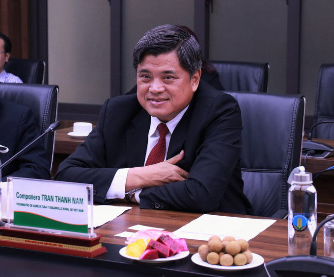 Deputy Minister Tran Thanh Nam had a meeting and worked with Cuban Minister of Agriculture Mr. Ydael Pérez Brito on September 28 in Hanoi. Photo: Hoang Giang.