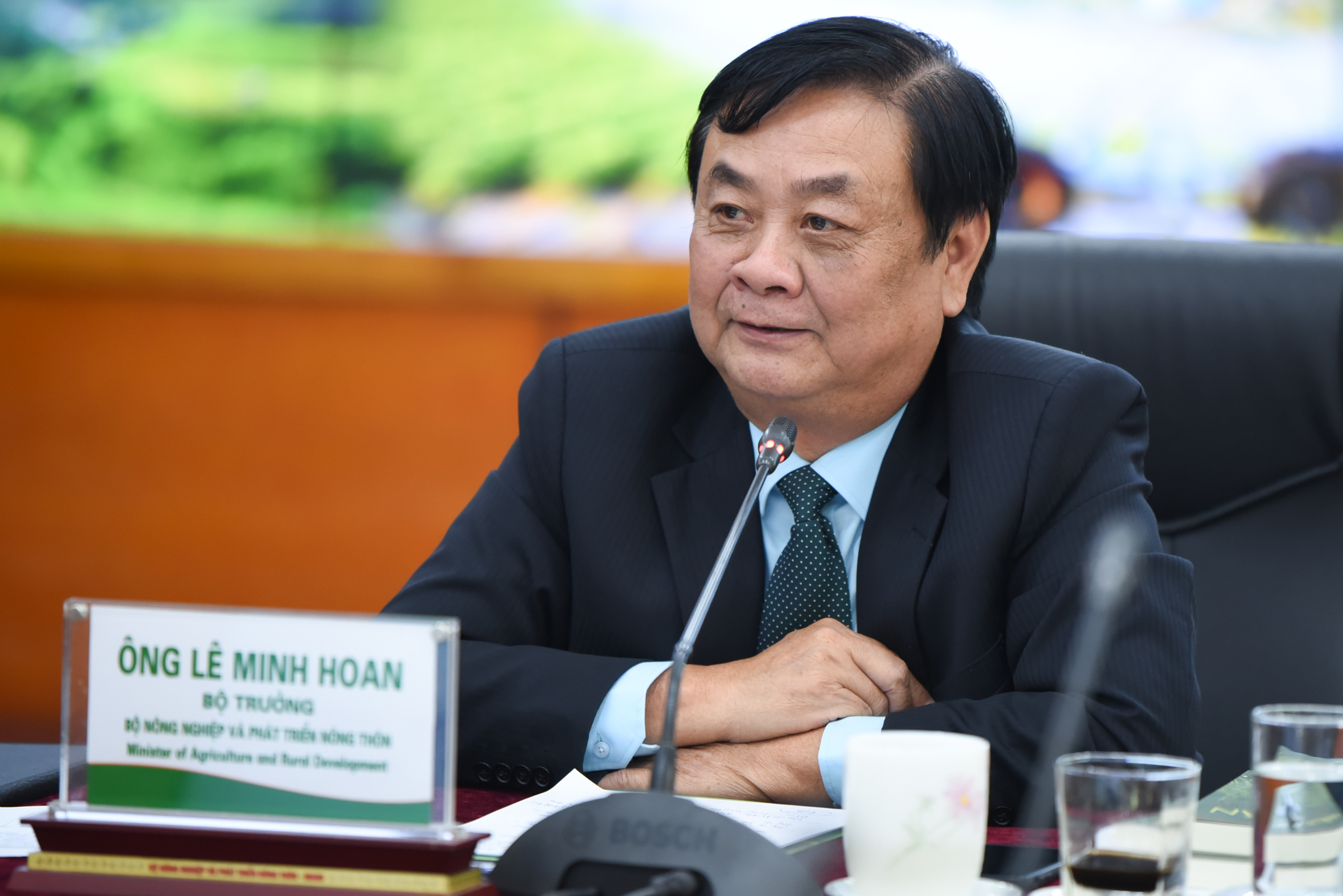 Bộ trưởng Lê Minh Hoan chia sẻ về mục tiêu tăng trưởng xanh của ngành nông nghiệp. Ảnh: Tùng Đinh.
