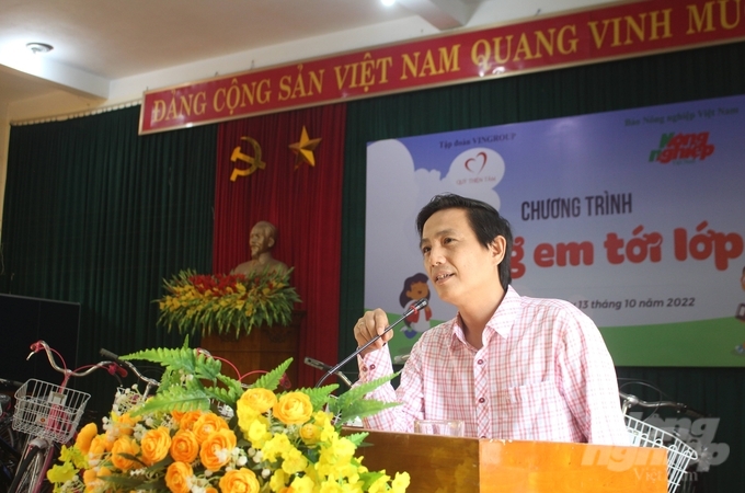Ông Vũ Minh Việt chia sẻ mục đích, ý nghĩa tốt đẹp của Quỹ Thiện Tâm. Ảnh: Công Điền.