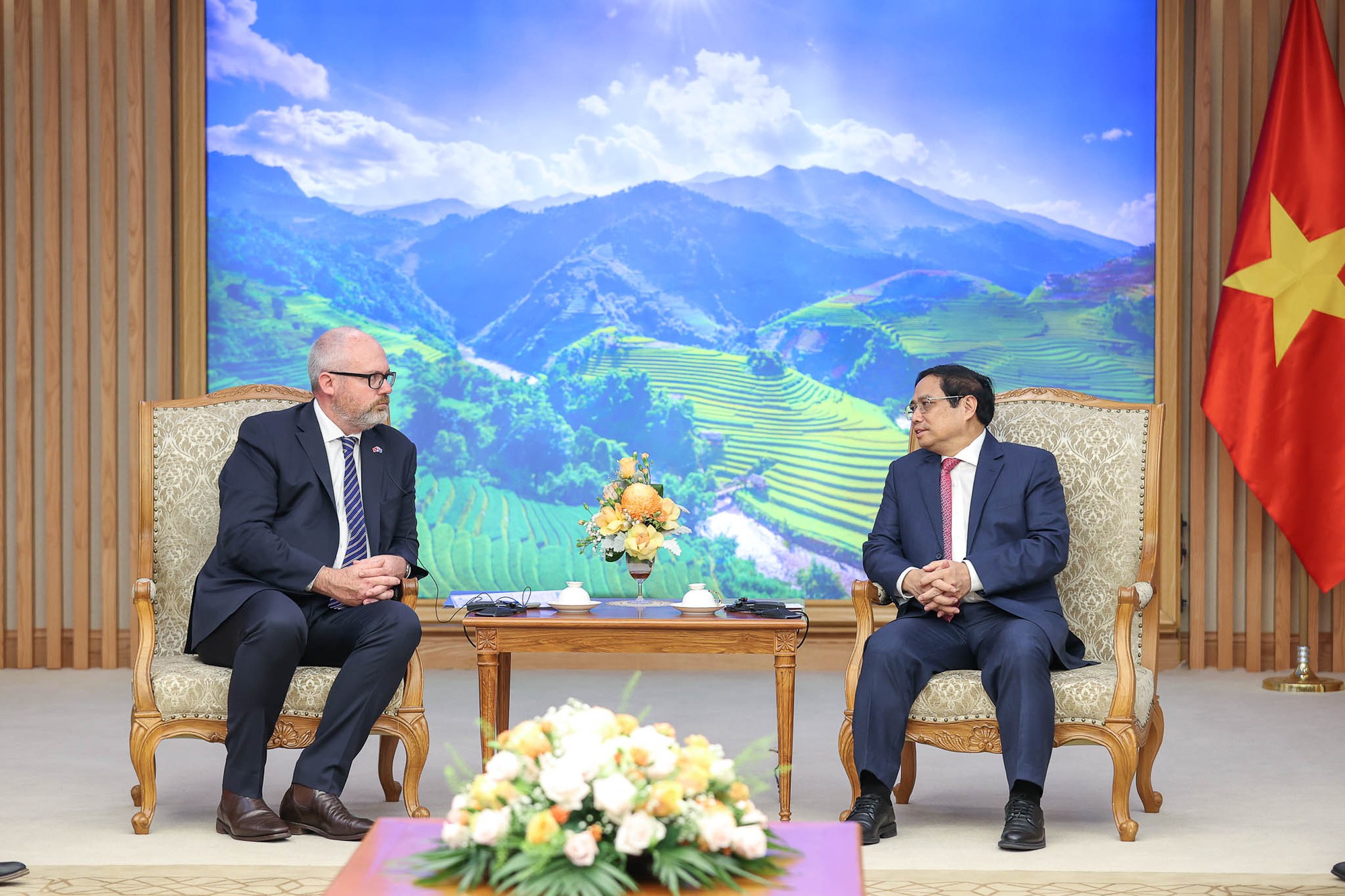 Prime Minister Pham Minh Chinh asked Australia to further open the market for Vietnam’s agro-fishery products. Photo: VGP.