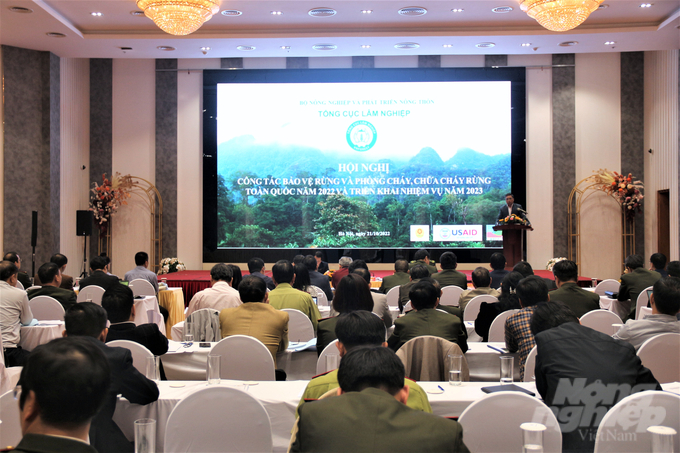 Hội nghị công tác bảo vệ rừng và phòng cháy, chữa cháy rừng toàn quốc năm 2022 và triển khai nhiệm vụ năm 2023. Ảnh: Phạm Hiếu.