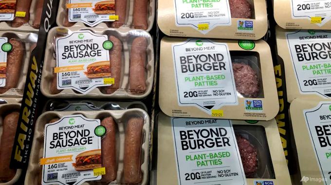 Plant-based food maker Beyond Meat has been hit hard and has planned for job cuts. Its shares have sunk by about 75 percent this year.  Photo: Richard Drew/AP