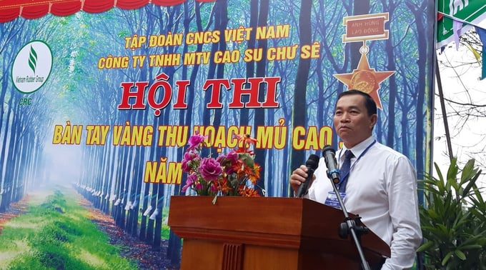 Ông Lê Thanh Tú, Phó tổng Giám đốc, Phó ban thường trực, ban chỉ đạo luyện tay nghề, thi thợ giỏi, Trưởng ban tổ chức Hội thi Bàn tay vàng thu hoạch mủ cao su năm 2022. 