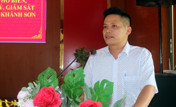 Ông Lê Anh Trung, đại diện Cty Vạn Hòa, cho biết, đơn vị rất muốn thực hiện chuỗi liên kết sầu riêng với nông dân để 2 bên cùng hưởng lợi. Ảnh: KS.