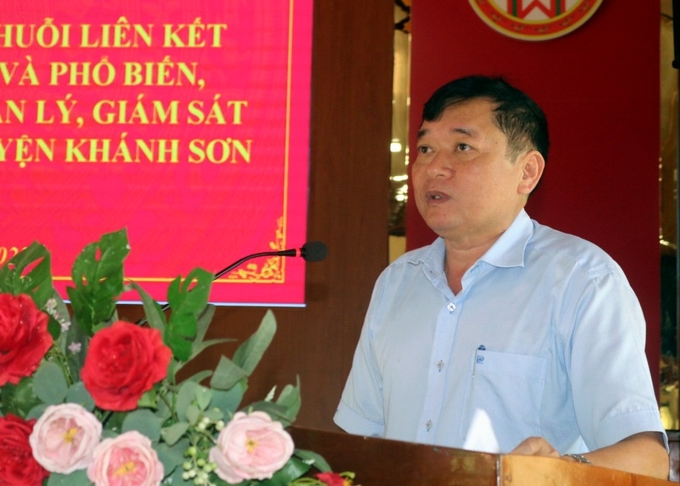 Ông Nguyễn Quốc Đông, Phó Chủ tịch UBND huyện Khánh Sơn, cho biết, hiện Khánh Sơn có diện tích trồng sầu riêng hơn 2.000 ha. Ảnh: KS.