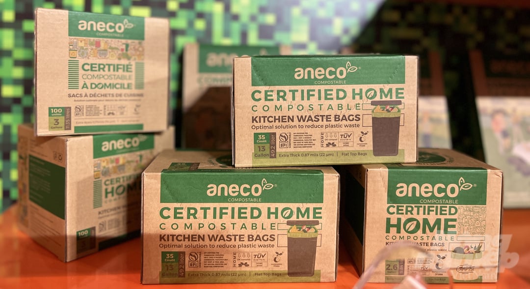 AnEco's compostable products sold on Amazon. Photo: Nguyen Thuy.