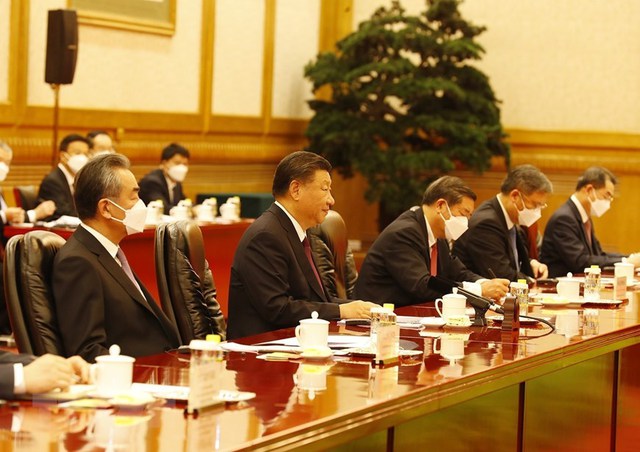 Tổng Bí thư, Chủ tịch Trung Quốc Tập Cận Bình khẳng định Trung Quốc sẽ nỗ lực để duy trì đà phát triển quan hệ thương mại Trung - Việt theo hướng ngày càng cân bằng hơn. Ảnh: TTXVN.