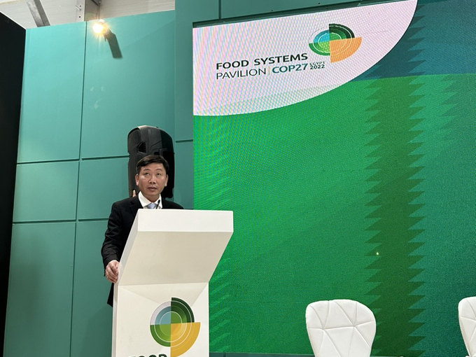 Ông Nguyễn Đỗ Anh Tuấn phát biểu khai mạc sự kiện 'Tăng cường tính chống chịu của hệ thống lương thực thực phẩm' do Tổ chức Clim-Eat tổ chức. 