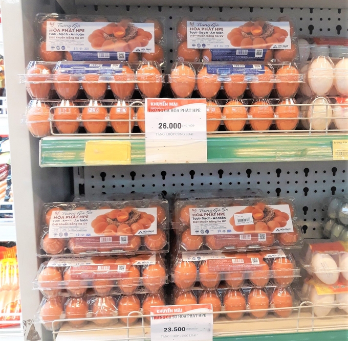 Trứng gà Hòa Phát vào siêu thị.