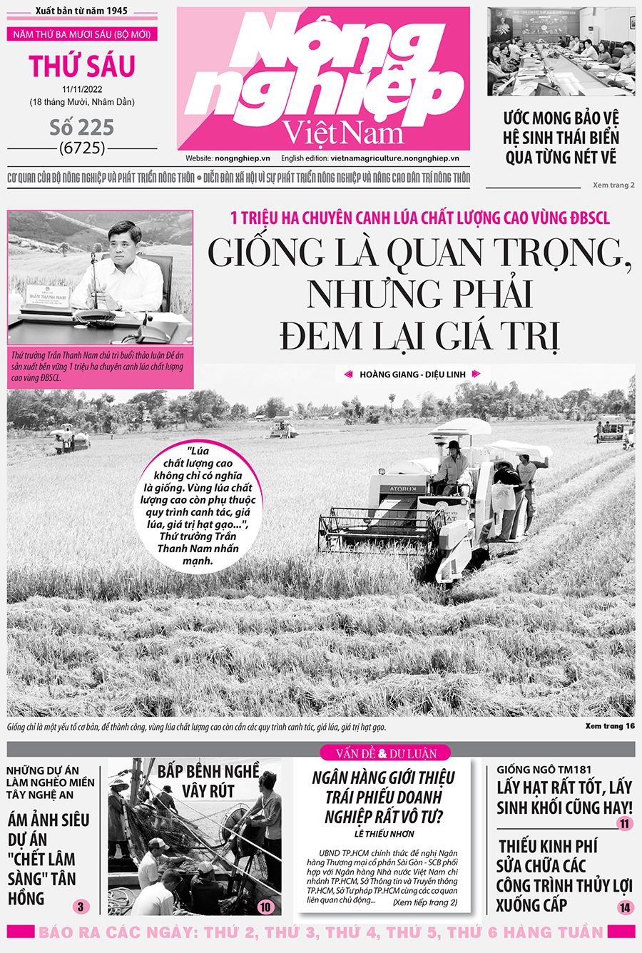 Tin nông nghiệp nổi bật trên số 225, báo Nông nghiệp Việt Nam ngày 11/11/2022