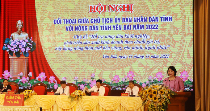 Bà Cao Xuân Thu Vân, Phó Chủ tịch Hội Nông dân Việt Nam tham dự hội nghị. Ảnh: Nguyễn Tuấn Anh.