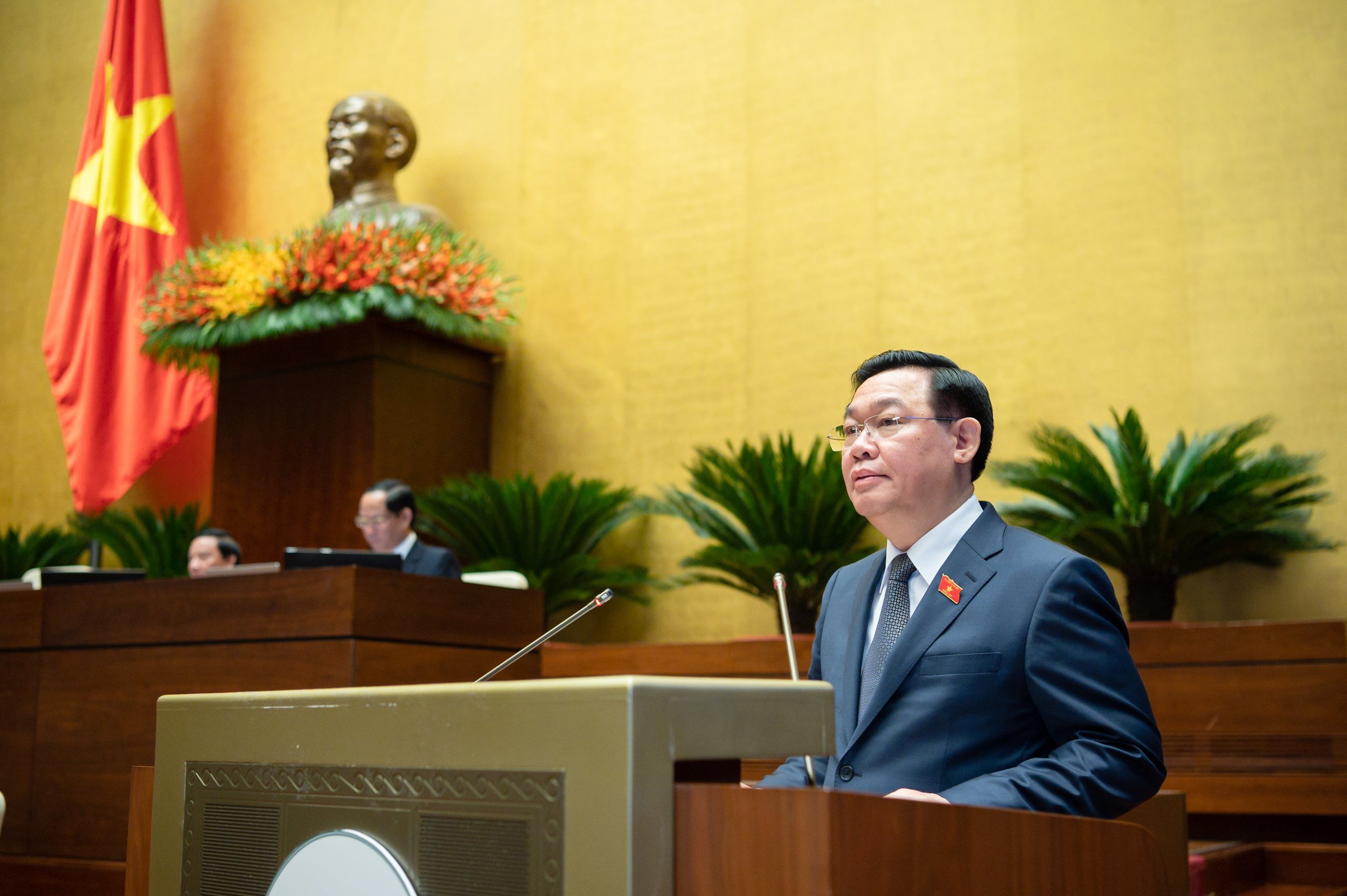 Chủ tịch Quốc hội Vương Đình Huệ phát biểu bế mạc Kỳ họp thứ 4. Ảnh: Quốc hội.
