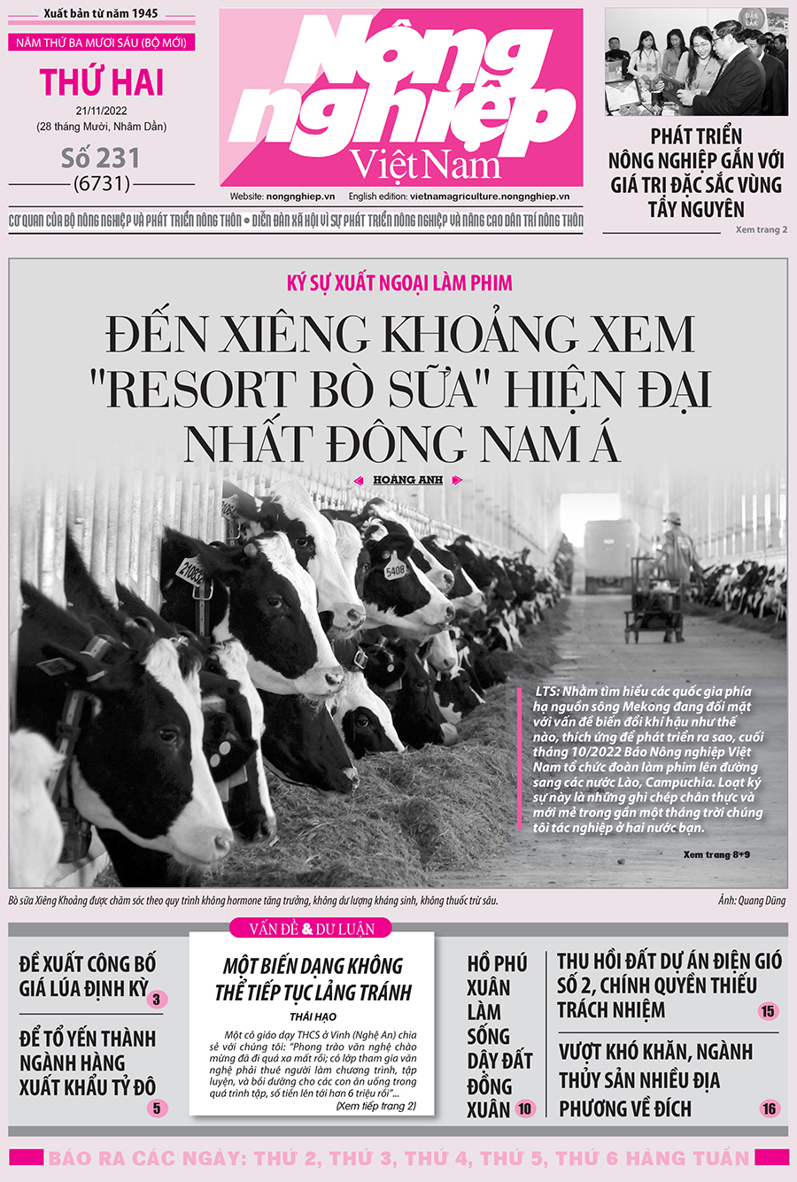 Tin nông nghiệp nổi bật trên số 231, báo Nông nghiệp Việt Nam ngày 21/11/2022