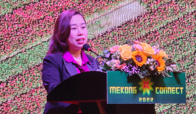 Ms. Ngo Tuong Vy, General Director of Chanh Thu Import-Export Group Joint Stock Company, said that regional linkages are essential in helping the Mekong Delta establish large raw material areas. Photo: Kim Anh.