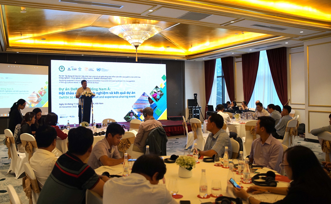 Overview of the workshop on sharing experiences and results of the project for 'Applying seasonal climate forecasting and innovative insurance solutions to climate risk management in the agricultural sector in the Southeast Asia'. Photo: Linh Linh.