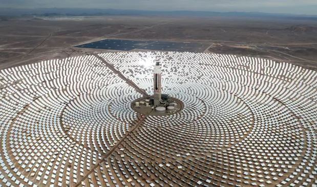 The Cerro Dominador solar plant in the Atacama desert, Chile. The report says the funding figure would enable a global transition to green energy. Photograph: John Moore/Getty Images