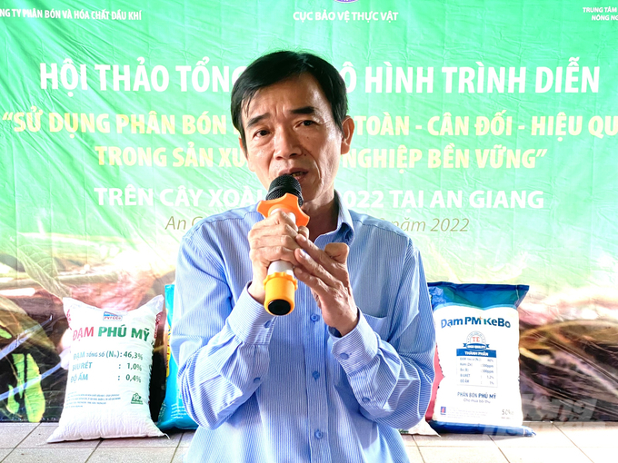 Ông Đỗ Văn Vấn, Giám đốc Trung tâm Bảo vệ thực vật phía Nam (Bộ NN-PTNT) phát biểu tại hội thảo. Ảnh: Lê Hoàng Vũ.