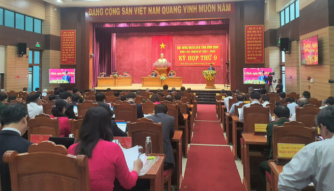 Quang cảnh kỳ họp thứ 9 HĐND tỉnh Bình Định. Ảnh: Đ.T.