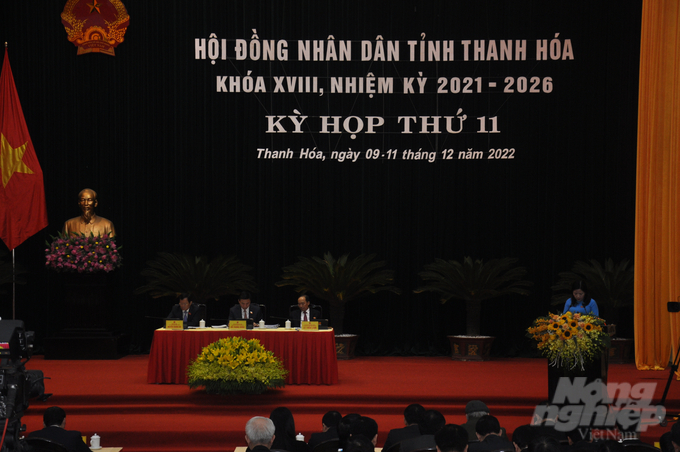 Sáng 9/12, tại Trung tâm Hội nghị 25B, HĐND tỉnh Thanh Hóa khóa XVIII, nhiệm kỳ 2021-2026 đã khai mạc trọng thể kỳ họp thứ 11. Ảnh: Quốc Toản.