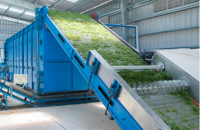 Hệ thống sấy cỏ sử dụng khí mê-tan được xử lý qua Biogas giúp trang trại Vinamilk tiết kiệm được nhiều chi phí điện năng khi vận hành.