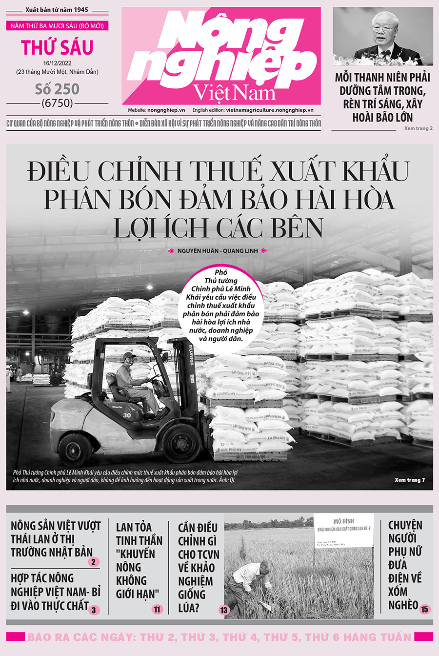 Tin nông nghiệp nổi bật trên số 250, báo Nông nghiệp Việt Nam ngày 16/12/2022