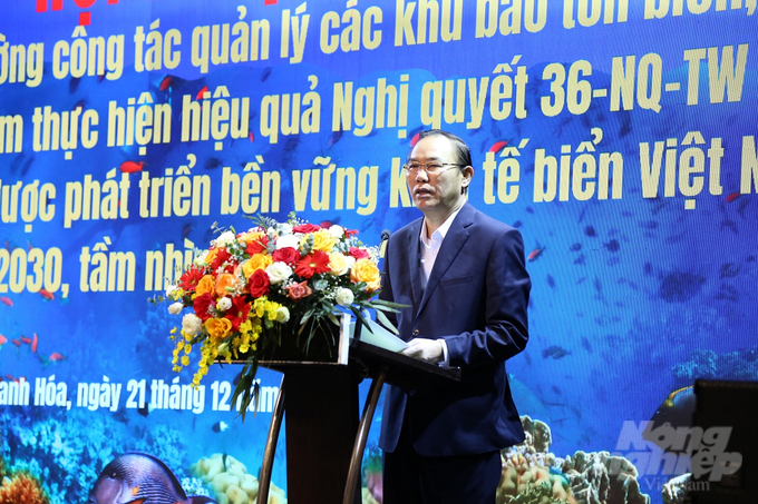 Deputy Minister of Agriculture and Rural Development Phung Duc Tien speaking at the conference. Photo: Minh Phuc.