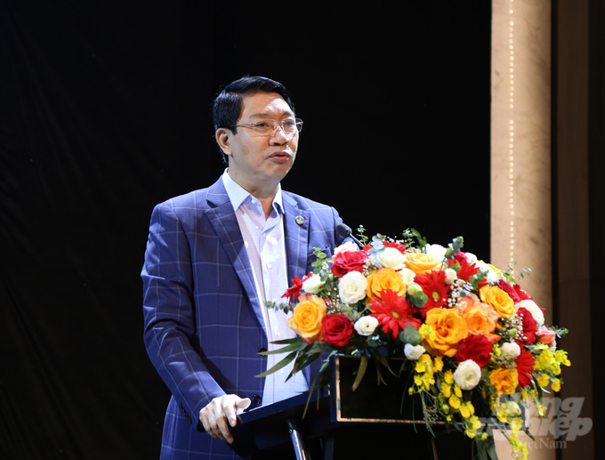 Mr. Le Duc Giang, Vice Chairman of Thanh Hoa Provincial People's Committee giving a speech. Photo: Minh Phuc.