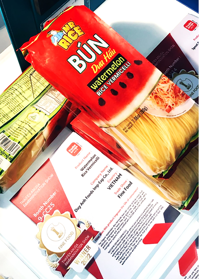 Bao bì đựng bún dưa hấu của Duy Anh Foods đem đi triển lãm giới thiệu tại ThaiFex trong tháng 5/2022.