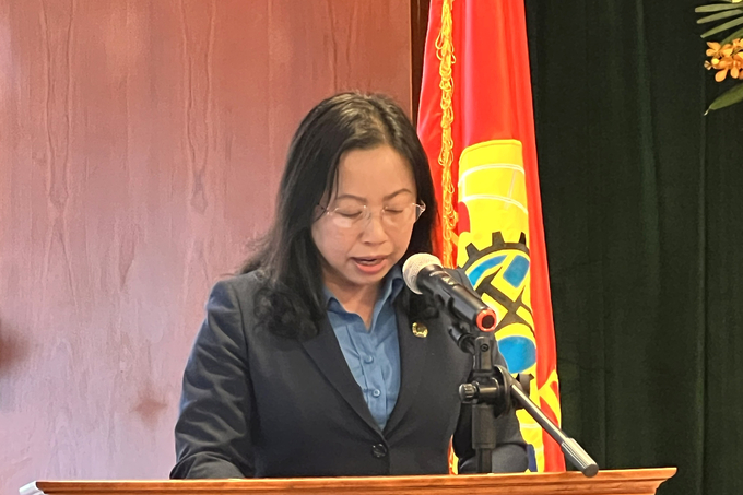 Bà Thái Thu Xương, Phó Chủ tịch Tổng Liên đoàn Lao động Việt Nam. Ảnh: Thanh Sơn.