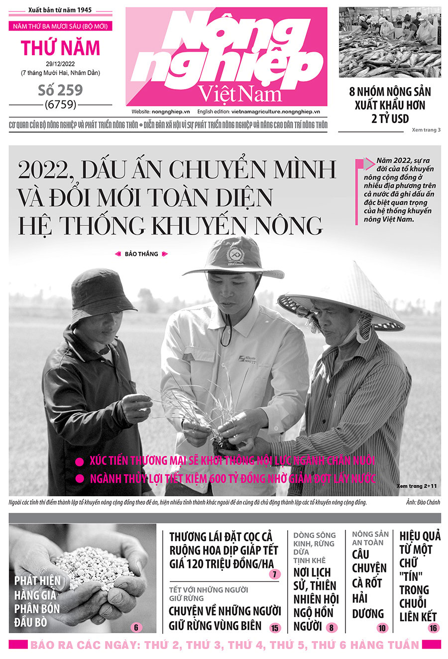 Tin nông nghiệp nổi bật trên số 259, báo Nông nghiệp Việt Nam ngày 29/12/2022