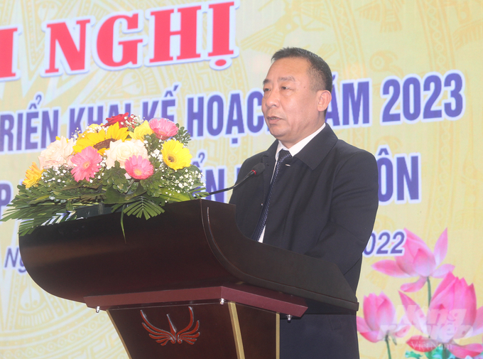 Ông Nguyễn Văn Đệ khẳng định ngành nông nghiệp Nghệ An đã đạt được nhiều kết quả tích cực trong năm 2022, đồng thời là điểm sáng trong phát triển kinh tế của tỉnh nhà. Ảnh: Việt Khánh.