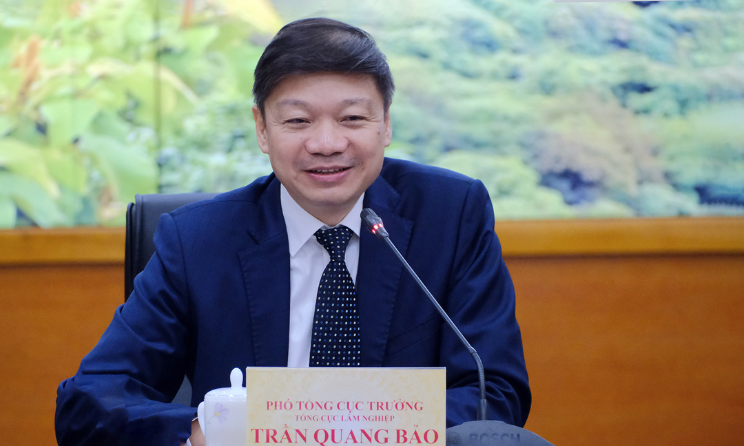 Phó Tổng cục trưởng Tổng cục Lâm nghiệp, ông Trần Quang Bảo phát biểu tại hội nghị. Ảnh: Bá Thắng.