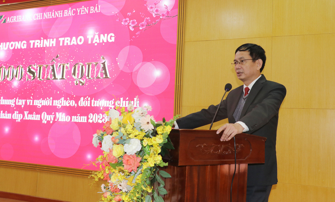 Ông Nguyễn Mạnh Hồng - Giám đốc Agribank Chi nhánh Bắc Yên Bái phát biểu.