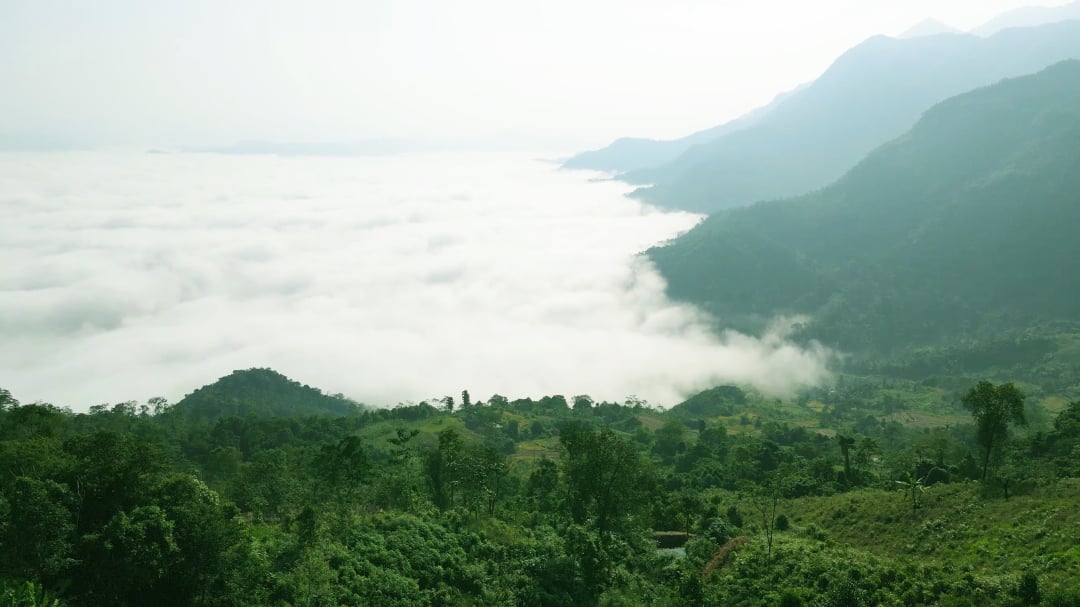 Từ hồ Ba Bể di chuyển khoảng 10km đến đỉnh núi Đồn Đèn, du khách có thể săn mây, ngắm cảnh núi non hùng vĩ vào mỗi buổi sáng sớm. 