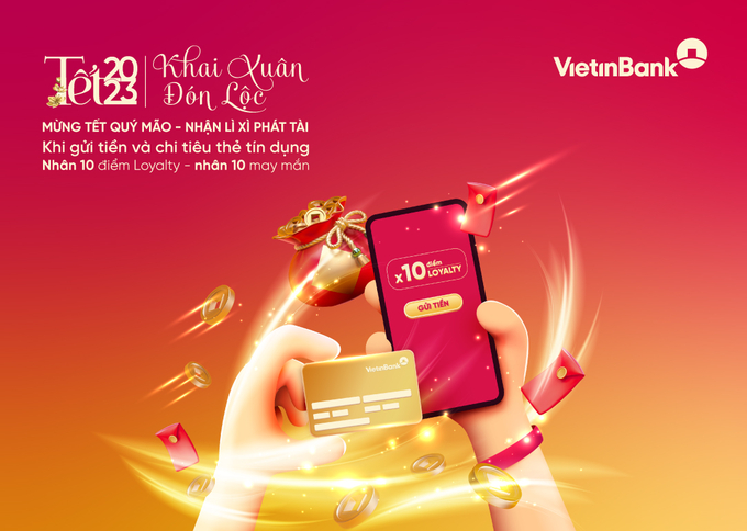 VietinBank gửi tặng những phần quà lì xì dành cho các khách hàng sử dụng gói tài khoản thanh toán và gửi tiết kiệm từ 500 triệu đồng với kỳ hạn từ 6 tháng trở lên vào những ngày đặc biệt.