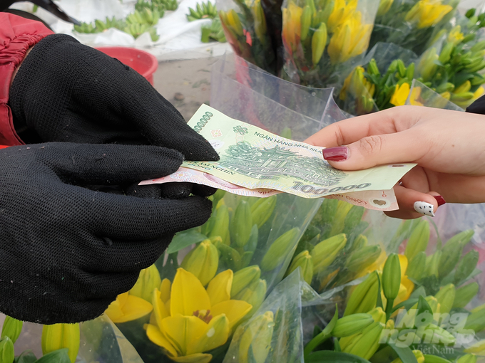 Giá bán hoa ly giao động từ 150 - 250 ngàn đồng/bó, tùy loại.