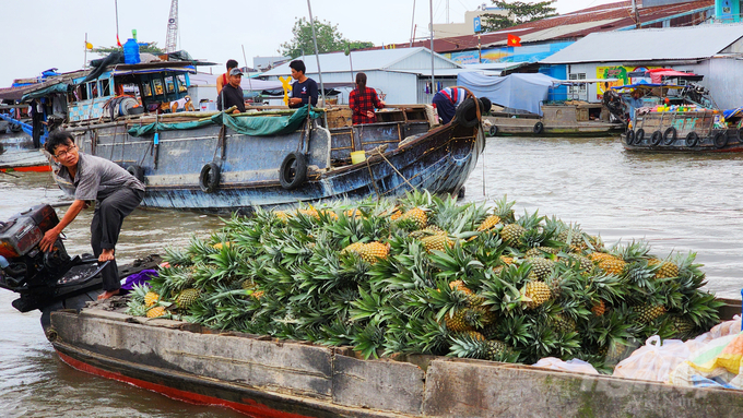 Người dân thương hồ trên chợ nổi Cái Răng tất bật những chuyến hàng ngày cuối năm. Ảnh: Kim Anh.