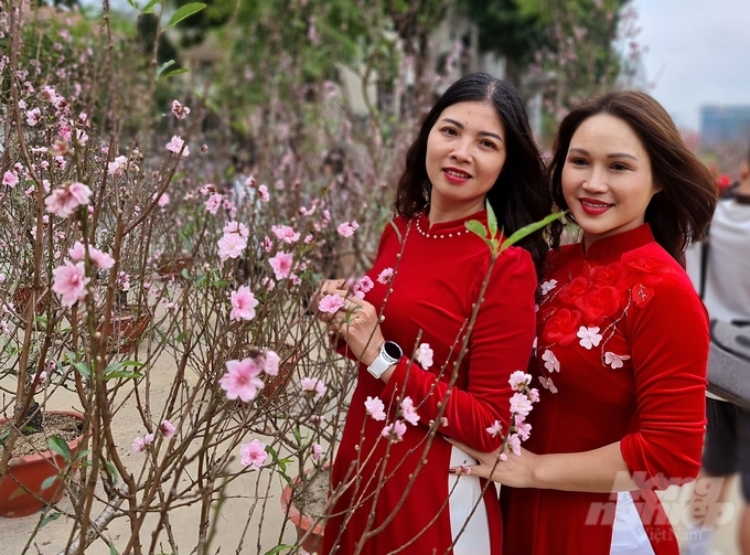 Không chỉ các bạn trẻ, nhiều chị em phụ nữ trung niên cũng chọn phố hoa thành Tuyên là điểm tham quan du xuân những ngày giáp Tết.