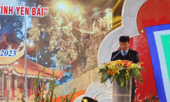Ông Trần Huy Tuấn - Chủ tịch UBND tỉnh phát biểu tại buổi lễ. Ảnh: Tuấn Anh.