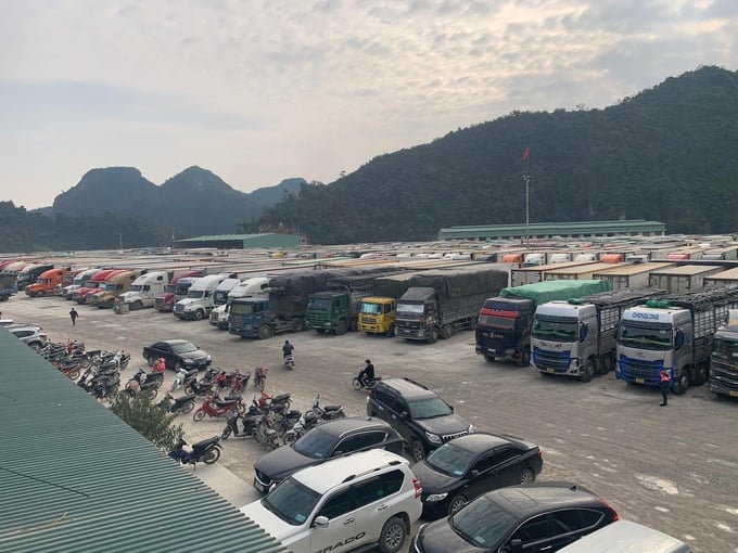 Hàng nghìn container hàng ùn ứ ở cửa khẩu Lạng Sơn chờ thông quan thời điểm cuối năm 2021.