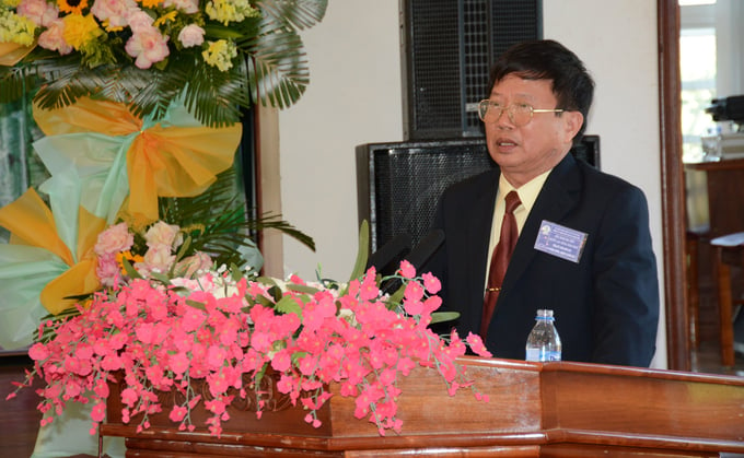 Ông Phạm Đình Luyến, Tổng Giám đốc Công ty Cao su Chư Păh phát biểu tại Hội nghị. Ảnh: V.V.