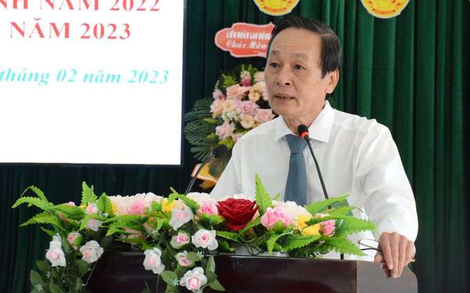 Ông Trần Thanh Phụng, Phó Tổng giám đốc Tập đoàn Công nghiệp Cao su Việt Nam phát biểu tại hội nghị. Ảnh: V.V.
